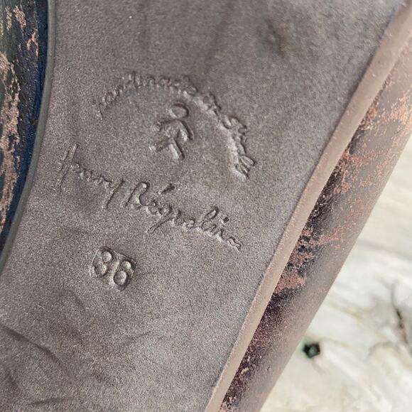 Henry Beguelin Brown Distressed Leather  Slingback Peep Toe Bootie Sandal 6 - Picture 10 of 10